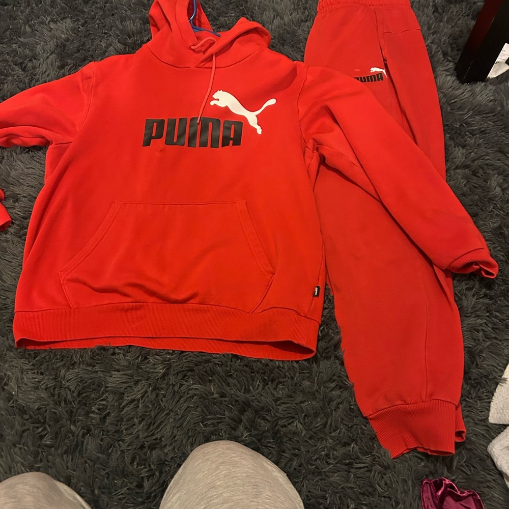 Puma Red Hoodie and Sweatpants Set